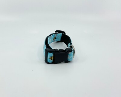 Dog Collar With Optional Flower Or Bow Tie Blue Sparkly Bees Adjustable Pet Collar Sizes XS, S, M, L, XL - image4